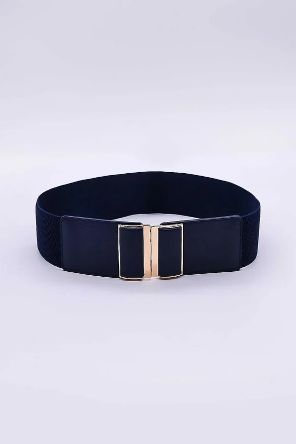 SOUL Accessories Gold Clasp Elastic Belt In Navy* Belts