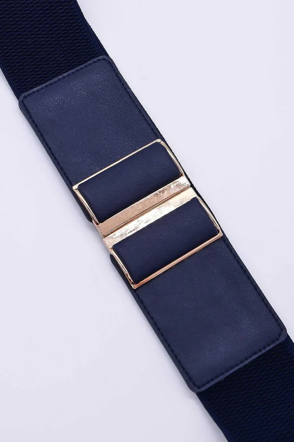 SOUL Accessories Gold Clasp Elastic Belt In Navy* Belts