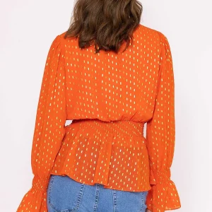 Rowen Avenue Gold Detail Wrap Top In Coral*Women Tops & Blouses