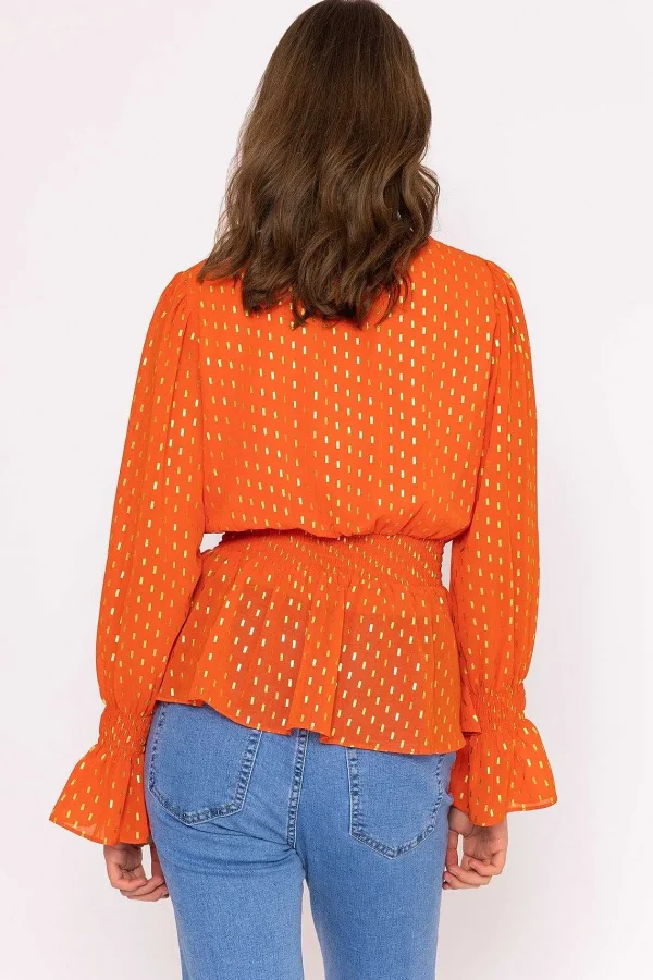 Rowen Avenue Gold Detail Wrap Top In Coral*Women Tops & Blouses