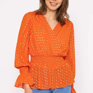 Rowen Avenue Gold Detail Wrap Top In Coral*Women Tops & Blouses