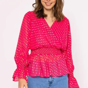 Rowen Avenue Gold Detail Wrap Top In Pink*Women Tops & Blouses