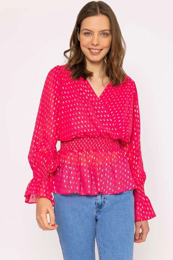 Rowen Avenue Gold Detail Wrap Top In Pink*Women Tops & Blouses