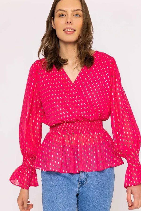 Rowen Avenue Gold Detail Wrap Top In Pink*Women Tops & Blouses