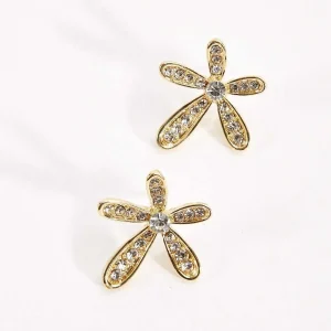 Soul Jewellery Gold Diamante Floral Earrings* Boxed Gifts