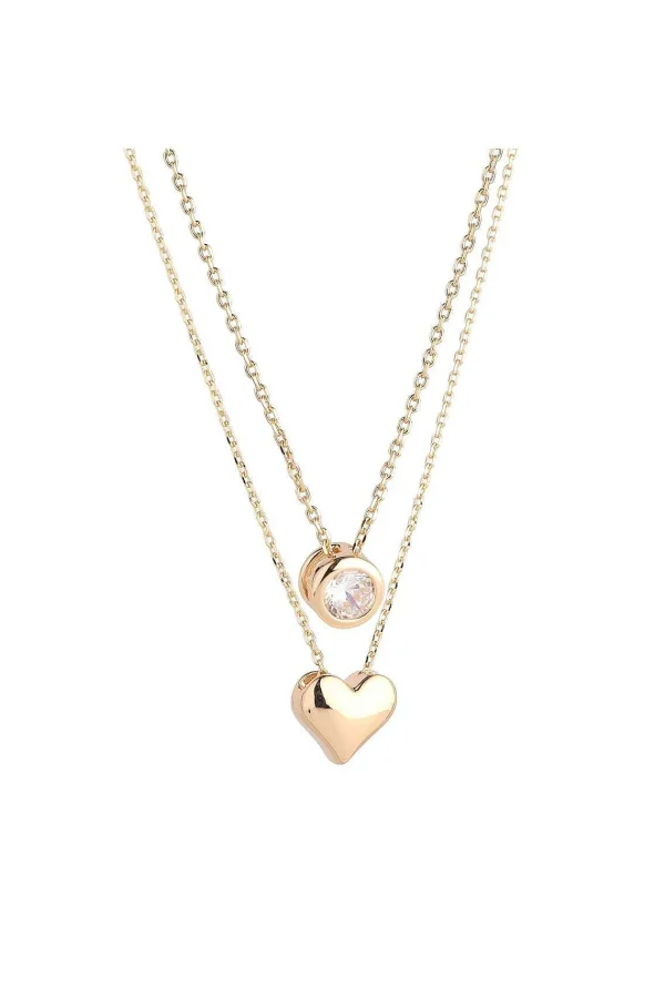 Knight & Day Gold Duo Heart & Solitaire Necklace* Boxed Gifts