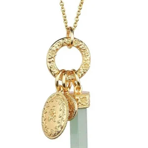 Newbridge Silverware Jewellery Gold Plated Pendant With Green Aventurine Charm* Boxed Gifts