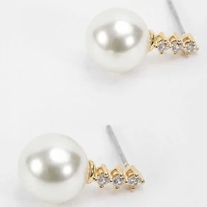 Soul Jewellery Gold Tone Diamante Pearl Earrings* Boxed Gifts