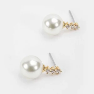 Soul Jewellery Gold Tone Diamante Pearl Earrings* Boxed Gifts