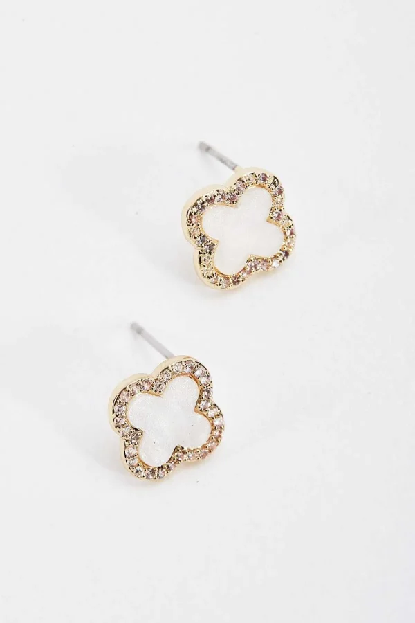 Joularie Gold Tone Finish Earrings With Crystals*Women April Edit