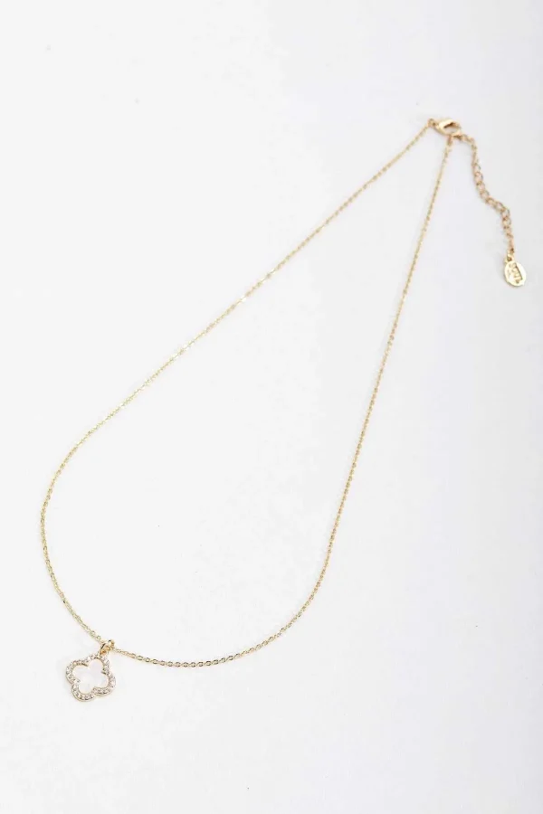 Joularie Gold Tone Finish Necklace With Crystals*Women April Edit