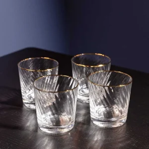 Atticus & Stone Gold Trimmed Water Glass Set Of 4* Homeware