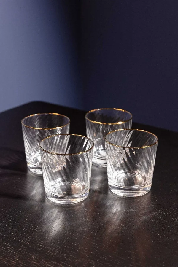 Atticus & Stone Gold Trimmed Water Glass Set Of 4* Homeware