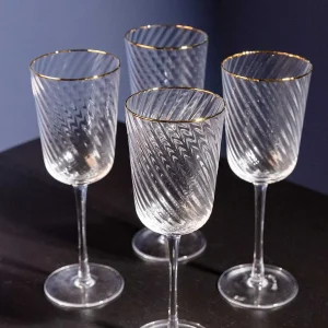 Atticus & Stone Gold Trimmed Wine Glass Set Of 4* Homeware