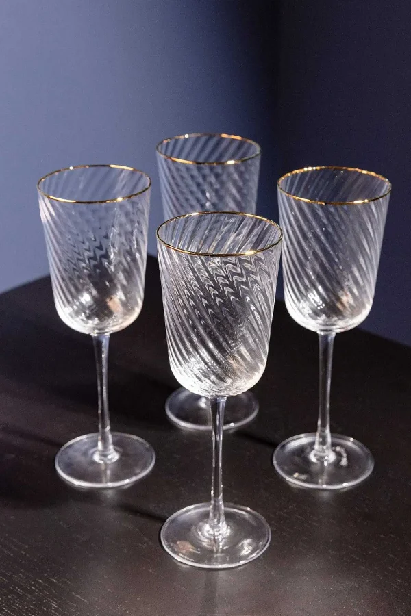 Atticus & Stone Gold Trimmed Wine Glass Set Of 4* Homeware