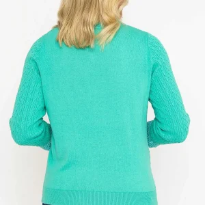 Voulez Vous Green Cable Knit Sweater With Shirt Collar*Women Jumpers & Cardigans