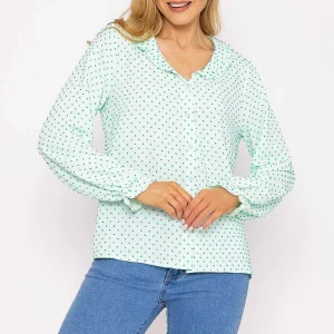 Rowen Avenue Green Dobby Jacquard Blouse*Women Tops & Blouses