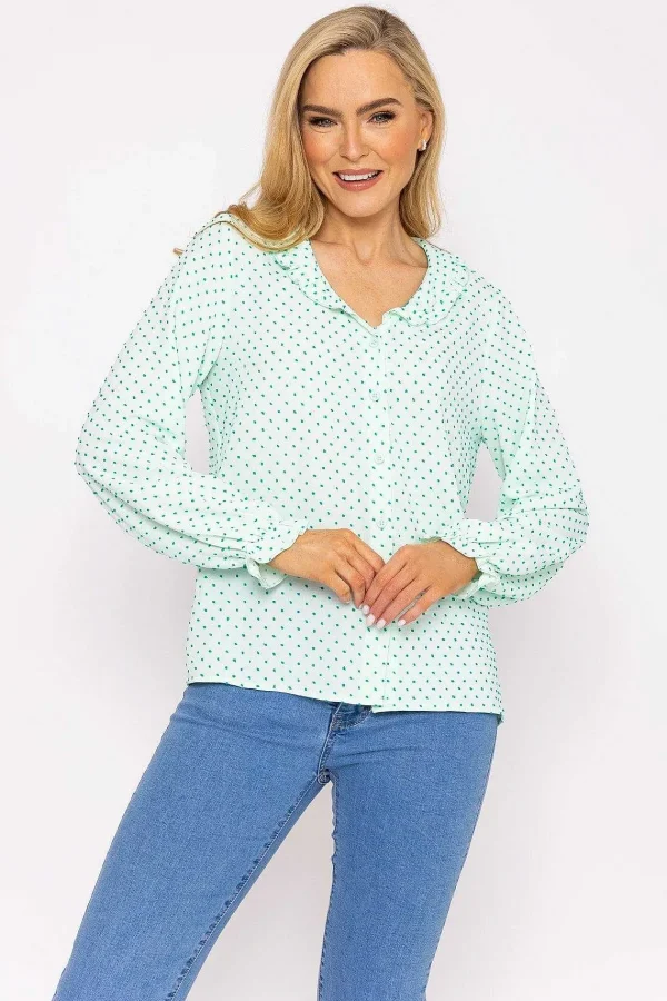 Rowen Avenue Green Dobby Jacquard Blouse*Women Tops & Blouses