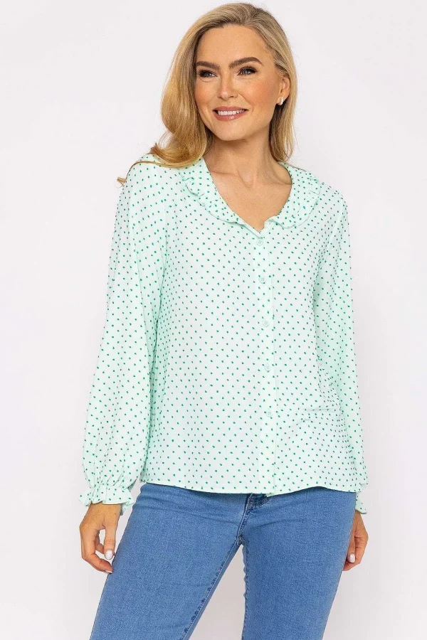 Rowen Avenue Green Dobby Jacquard Blouse*Women Tops & Blouses