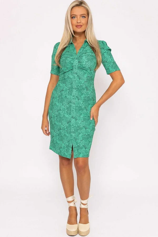 Rowen Avenue Green Floral Crinkle Dress*Women Dresses & Jumpsuits