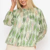 Pala D'oro Green High Neck Printed Top*Women Tops & Blouses