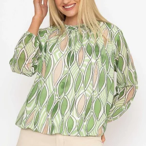 Pala D'oro Green High Neck Printed Top*Women Tops & Blouses