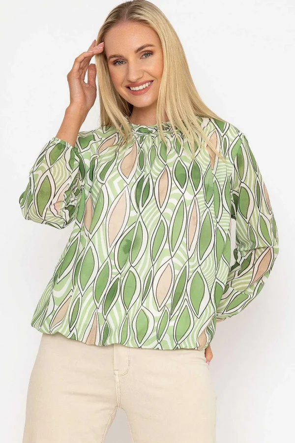 Pala D'oro Green High Neck Printed Top*Women Tops & Blouses