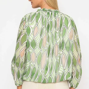 Pala D'oro Green High Neck Printed Top*Women Tops & Blouses