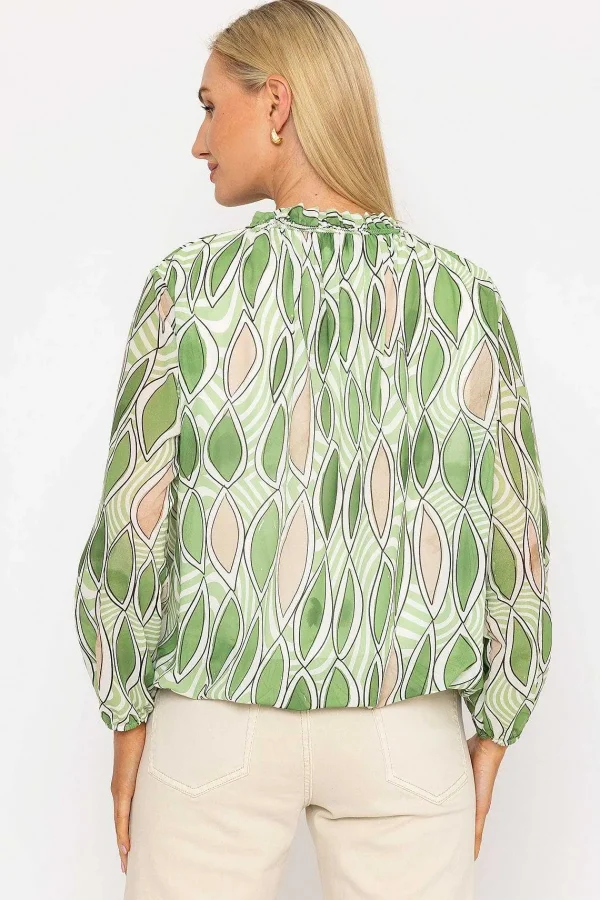 Pala D'oro Green High Neck Printed Top*Women Tops & Blouses