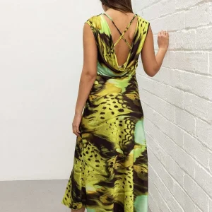 Pala D'oro Sport Green Printed Vanessa Midi Dress*Women Dresses & Jumpsuits