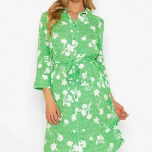 Rowen Avenue Green Printed Viscose Shirt Dress*Women Dresses & Jumpsuits