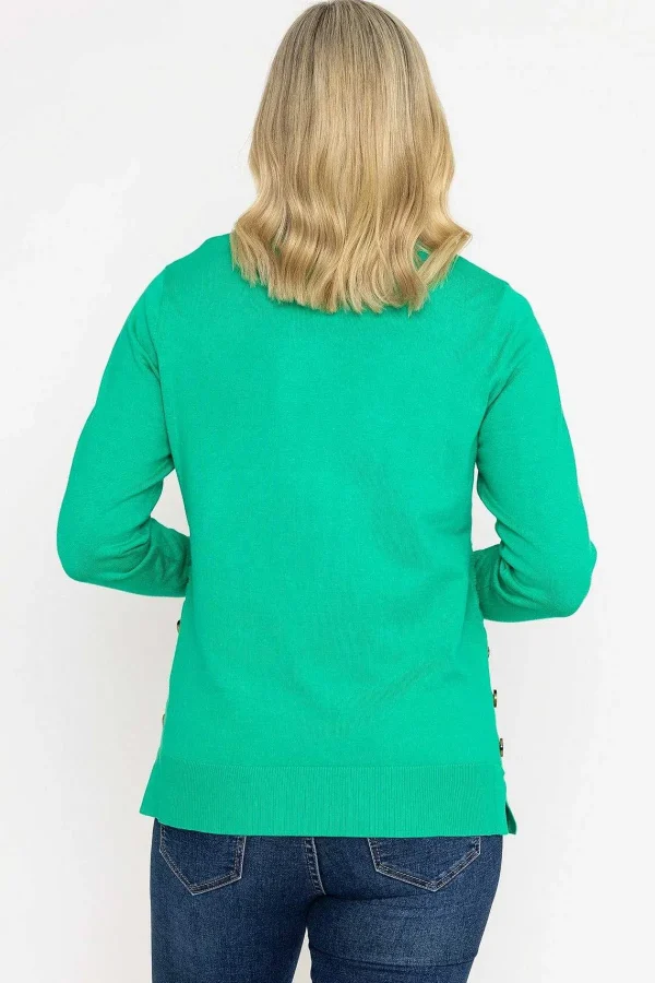 Voulez Vous Green Ribbed Knit Sweater With Buttons*Women Jumpers & Cardigans