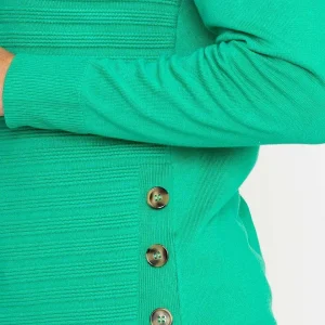 Voulez Vous Green Ribbed Knit Sweater With Buttons*Women Jumpers & Cardigans