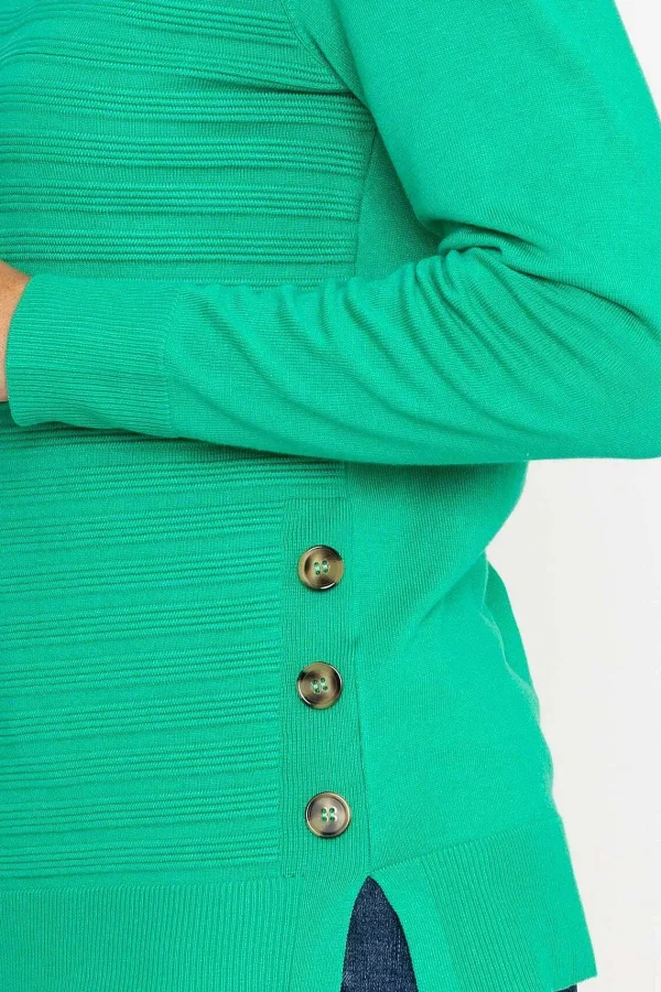 Voulez Vous Green Ribbed Knit Sweater With Buttons*Women Jumpers & Cardigans