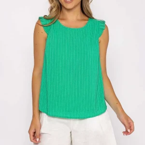 Rowen Avenue Green Ruffle Sleeveless Top*Women Tops & Blouses