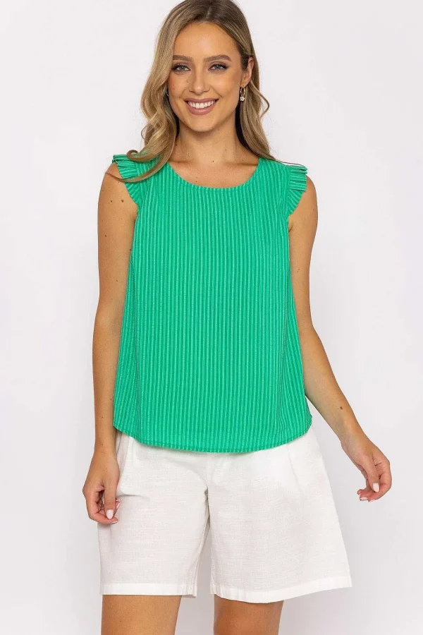 Rowen Avenue Green Ruffle Sleeveless Top*Women Tops & Blouses