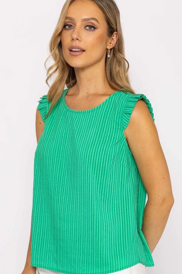 Rowen Avenue Green Ruffle Sleeveless Top*Women Tops & Blouses