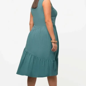 Ulla Popken Green Sleeveless Midi Dress*Women Dresses