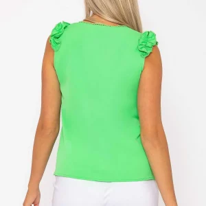 Rowen Avenue Green Sleeveless Ruffle Top*Women Tops & Blouses