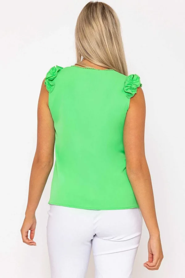 Rowen Avenue Green Sleeveless Ruffle Top*Women Tops & Blouses