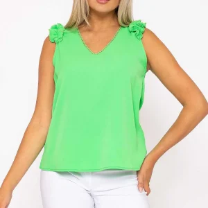 Rowen Avenue Green Sleeveless Ruffle Top*Women Tops & Blouses