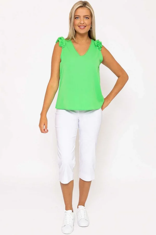 Rowen Avenue Green Sleeveless Ruffle Top*Women Tops & Blouses