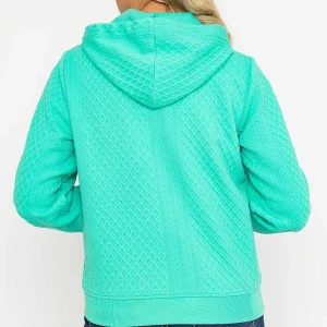 Voulez Vous Green Textured Jersey Hoodie*Women Coats & Jackets