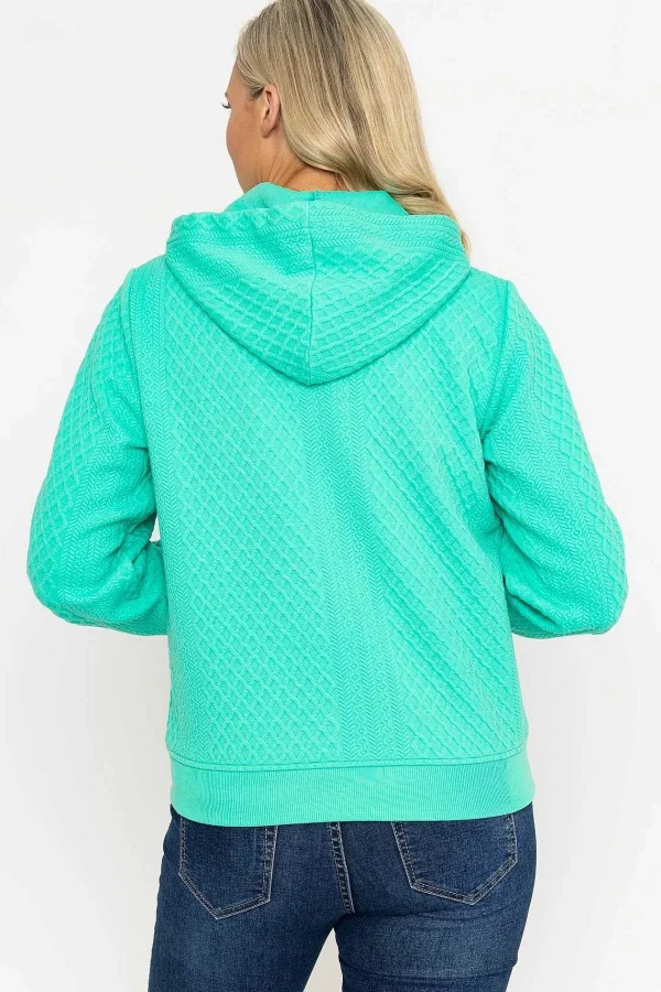Voulez Vous Green Textured Jersey Hoodie*Women Coats & Jackets