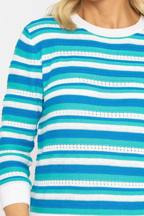 Voulez Vous Green Textured Stripe Sweater*Women Jumpers & Cardigans