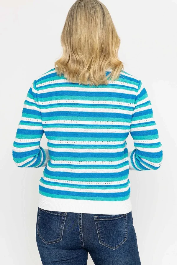 Voulez Vous Green Textured Stripe Sweater*Women Jumpers & Cardigans