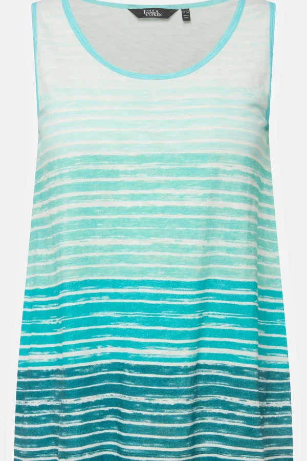 Ulla Popken Green Tie-Dye Style Striped Vest Top*Women Tops & Blouses