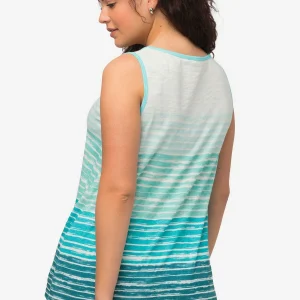 Ulla Popken Green Tie-Dye Style Striped Vest Top*Women Tops & Blouses