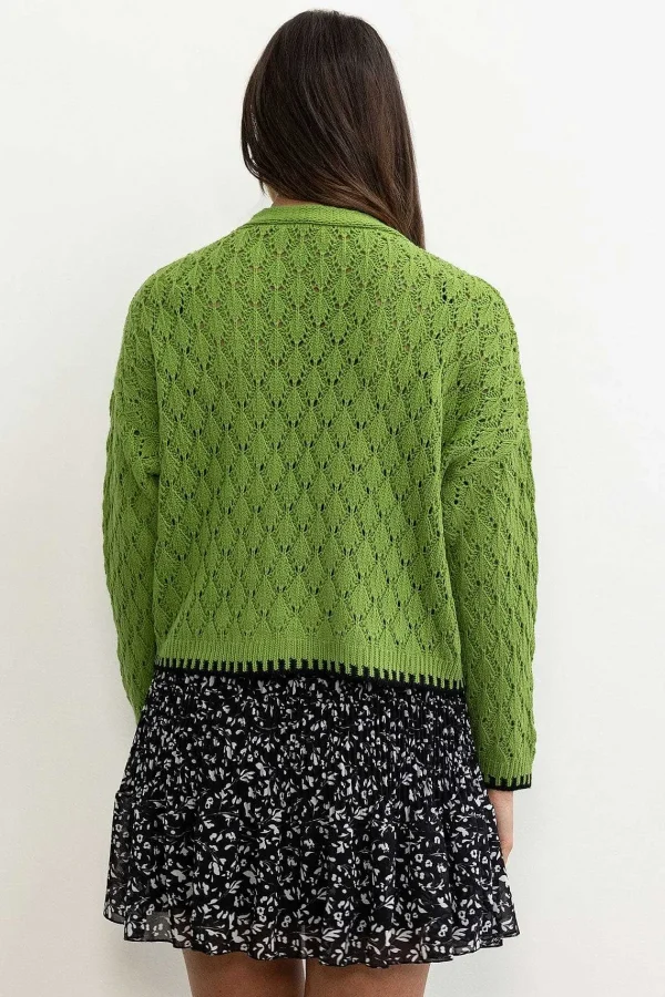 Pala D'oro Sport Green Tipped Edge Cardigan*Women Jumpers & Cardigans