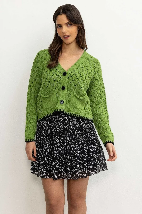 Pala D'oro Sport Green Tipped Edge Cardigan*Women Jumpers & Cardigans